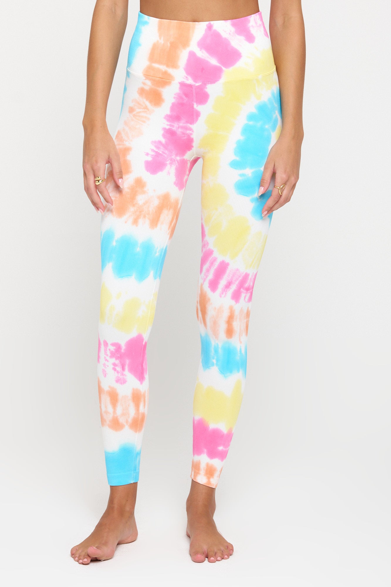 Tie Dye Don't Worry Be Hippie All Over Printed Womens Combo Hollow Tanktop  Leggings Set Outfit –