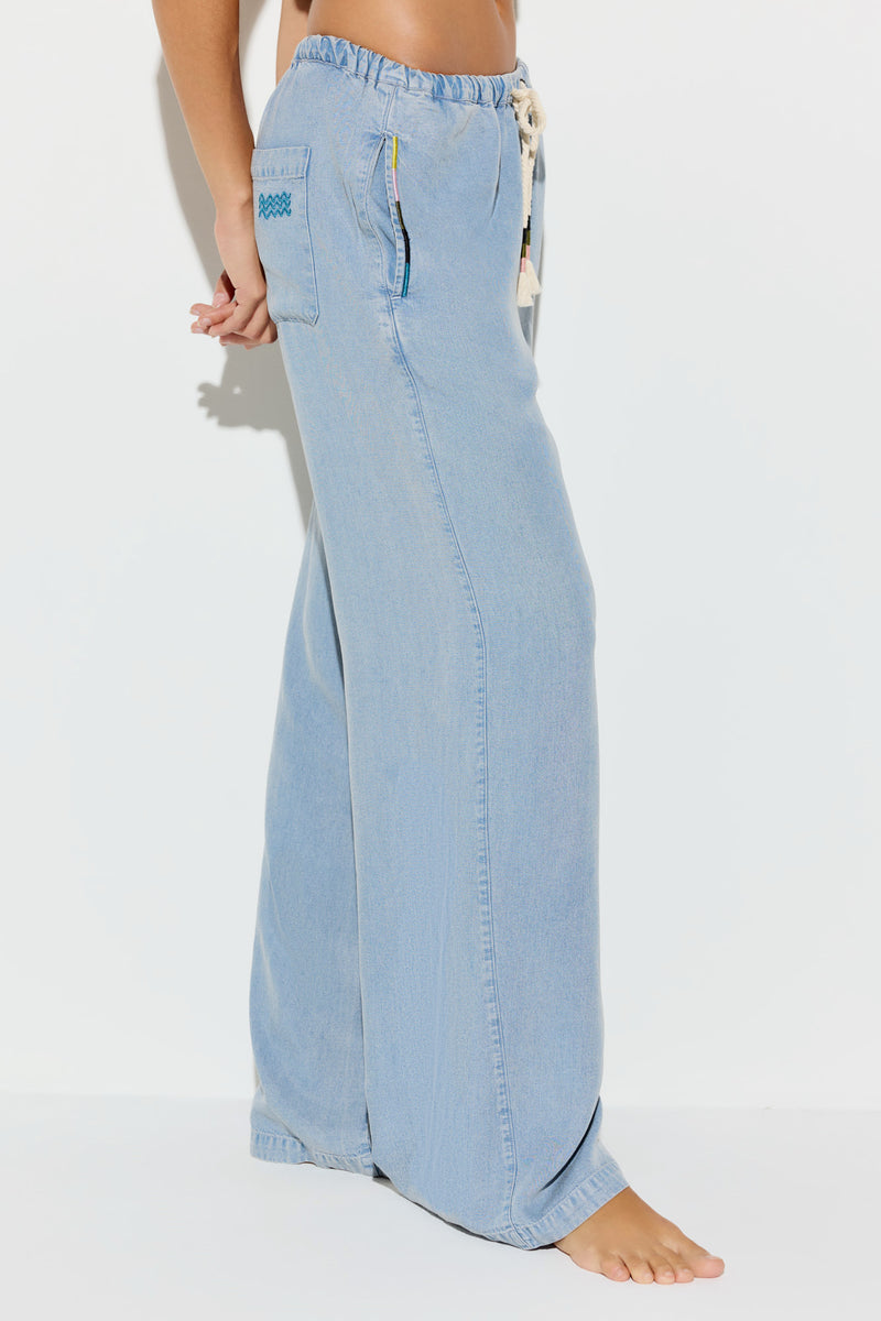 Toluca Chambray Wide Leg Pant