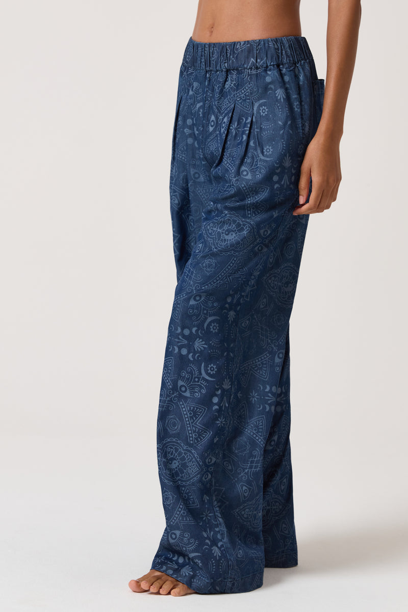 Rumi Chambray Wide Leg Pant