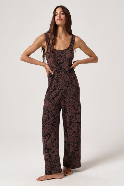 Leopard Boho Knit Jumpsuit