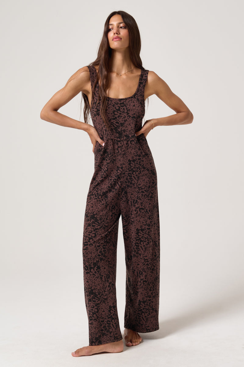 Leopard Boho Knit Jumpsuit