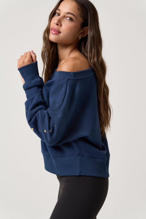 Moon Phases La Vida Off The Shoulder Sweatshirt