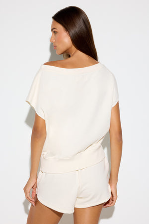 La Vida Short Sleeve Off The Shoulder Sweatshirt