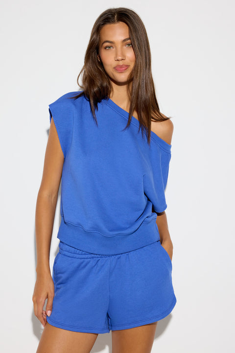 La Vida Short Sleeve Off The Shoulder Sweatshirt