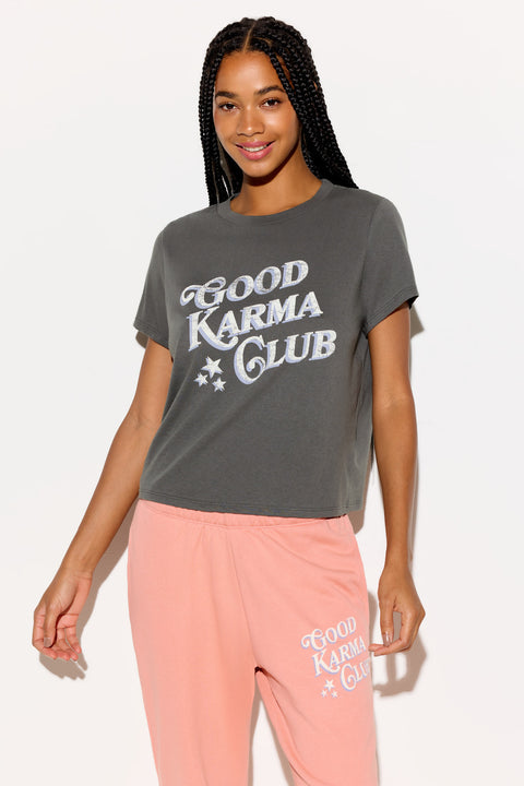 Spiritual Gangster | Karma Club Lila T-Shirt in Vintage Black