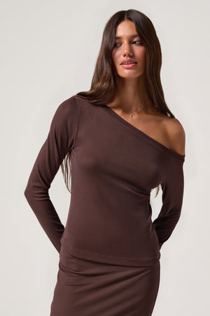 Zen Rib Celine Off The Shoulder Top