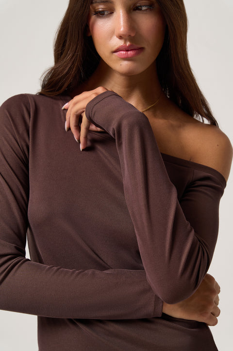 Zen Rib Celine Off The Shoulder Top