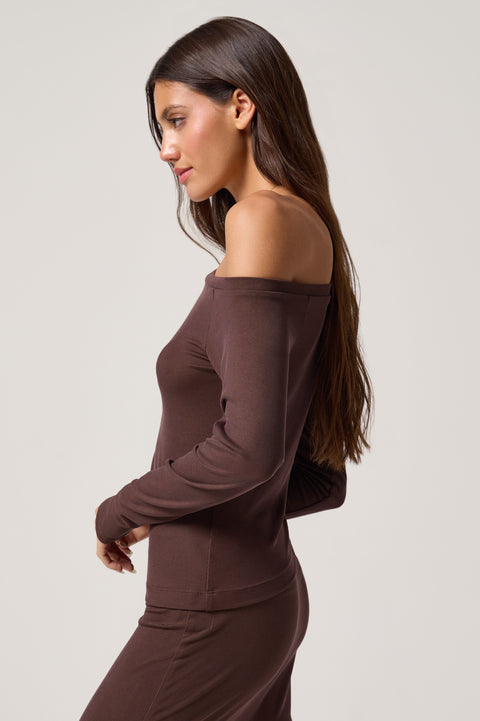 Zen Rib Celine Off The Shoulder Top