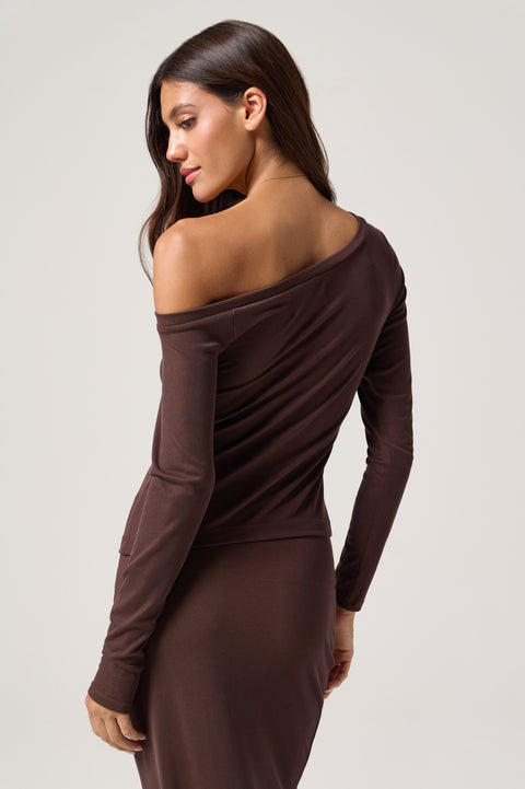 Zen Rib Celine Off The Shoulder Top