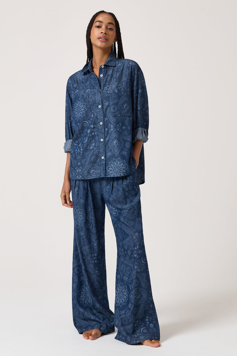 Rumi Chambray Wide Leg Pant
