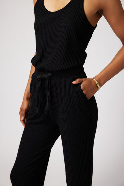 Harmony Rib Jogger Jumpsuit-Black | Spiritual Gangster