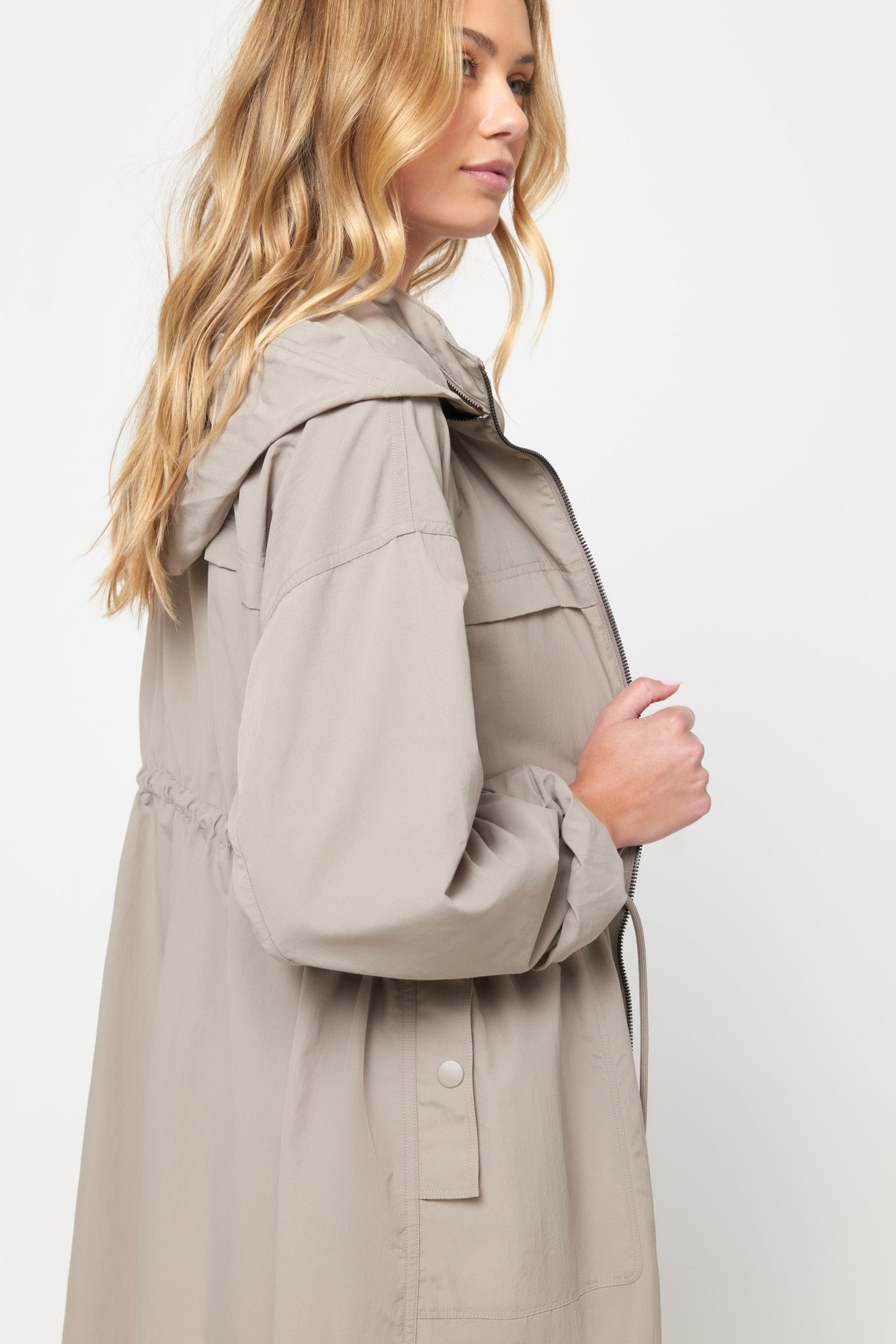 Retailer Babette San Francisco Long Hooded Lightweight Trench Jacket