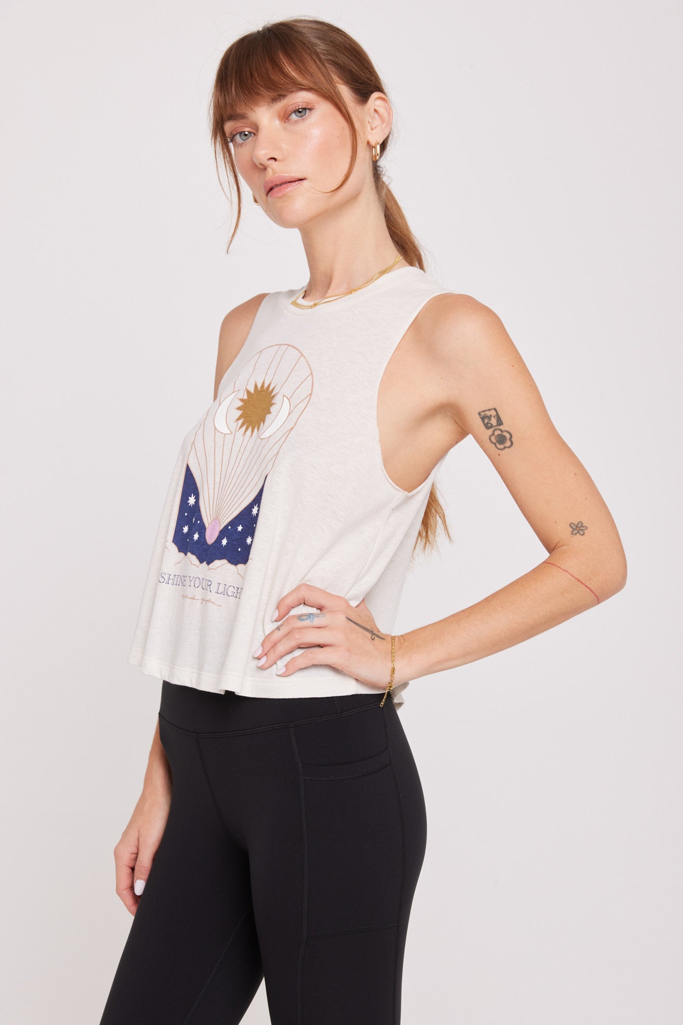 Shine Your Light Crop Tank-Wht Sand | Spiritual Gangster