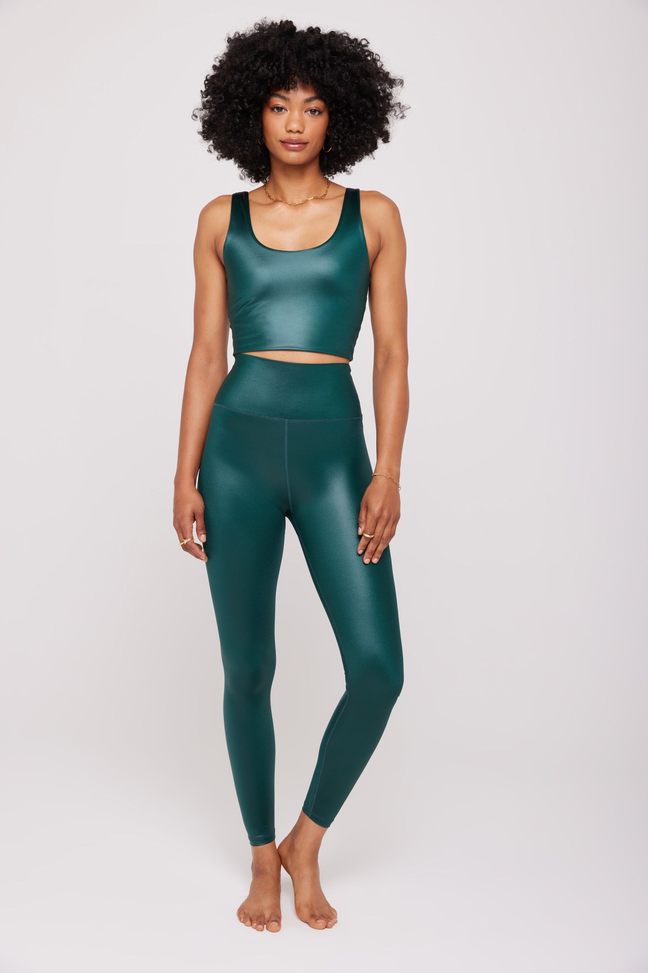 Green wet shop look leggings