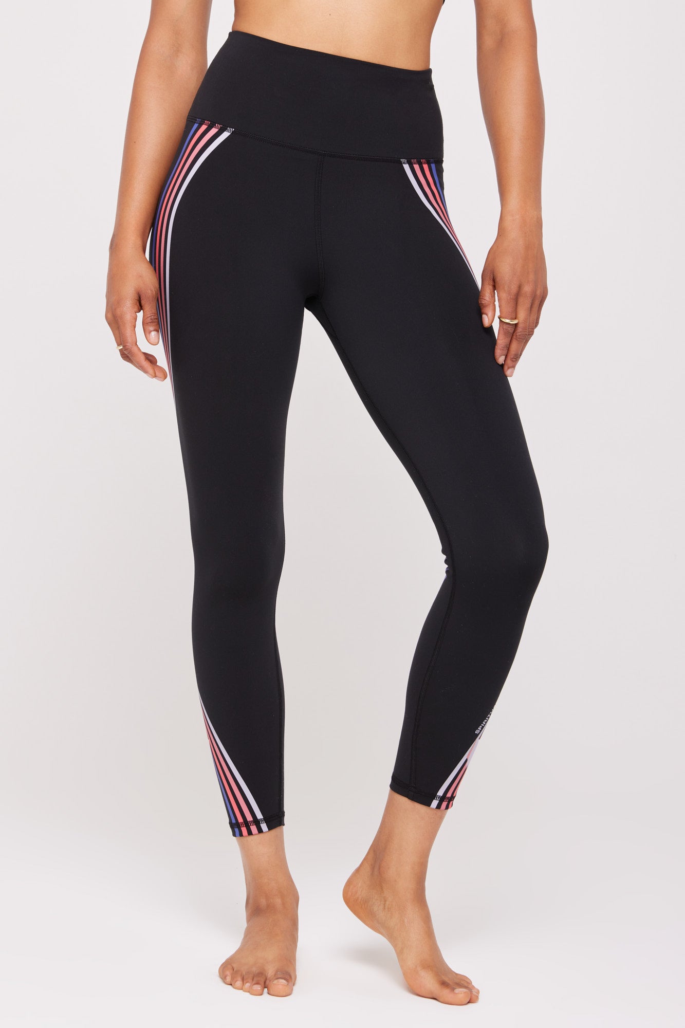 White Stripe Accent High Waisted Plus Size Leggings - Thick | USA Fashion