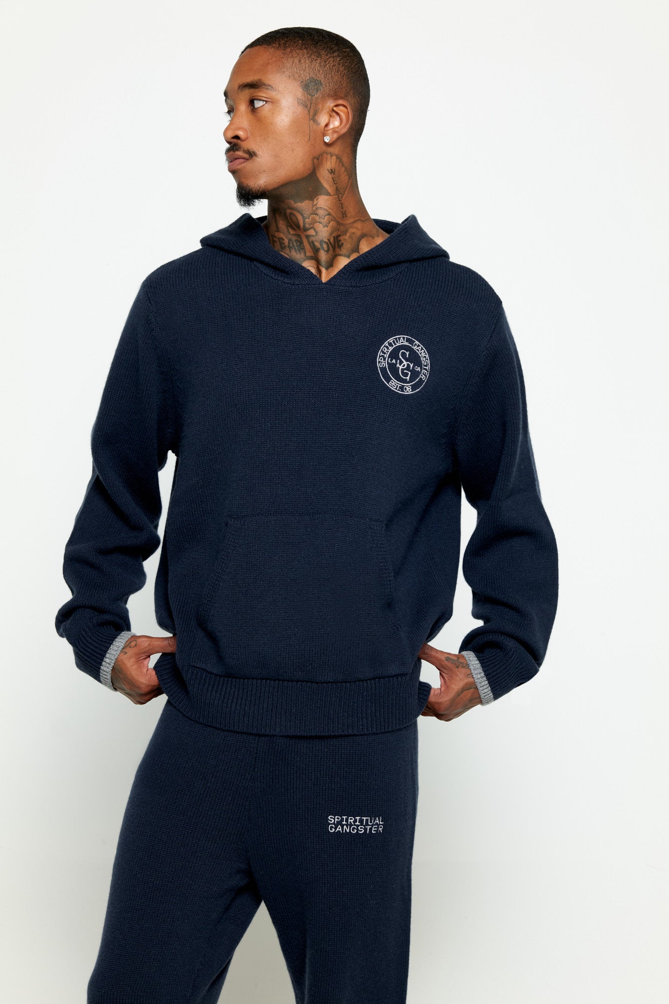 Navy cashmere hoodie best sale