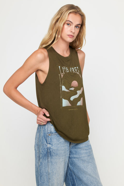 Live Free Jade Muscle Tank