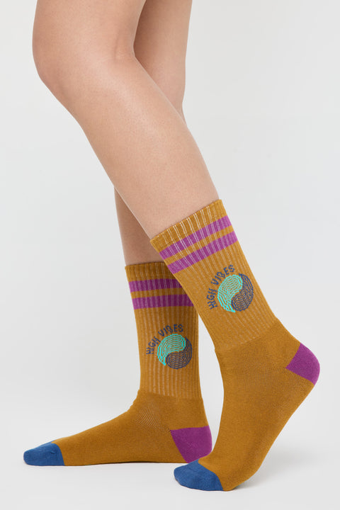 High Vibes Stripe Crew Sock