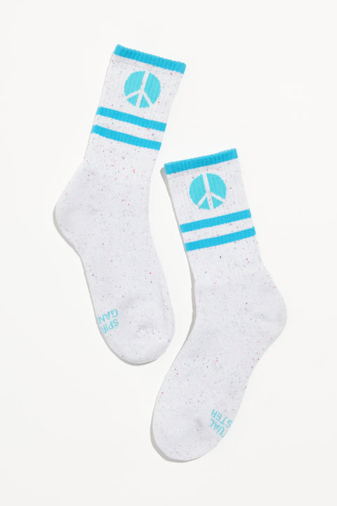 Peace Stripe Crew Sock