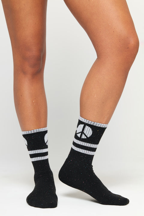 Peace Stripe Crew Sock