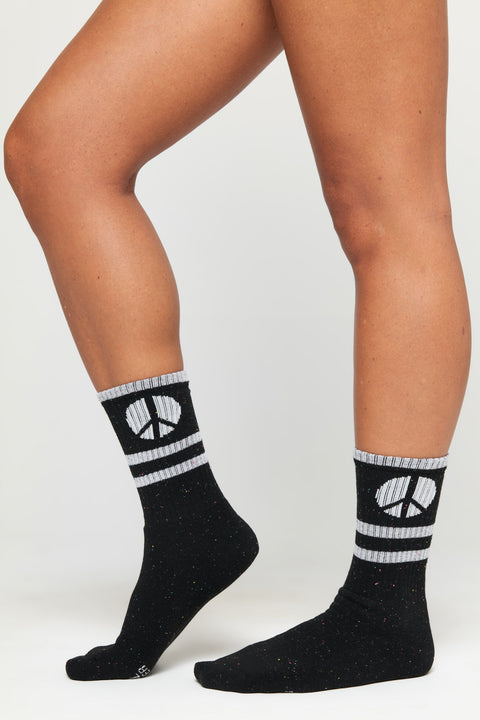 Peace Stripe Crew Sock