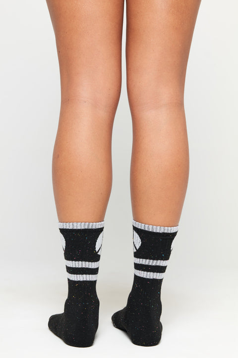 Peace Stripe Crew Sock