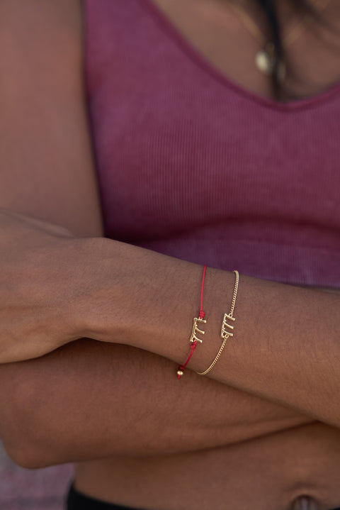 777 Red String Bolo Bracelet