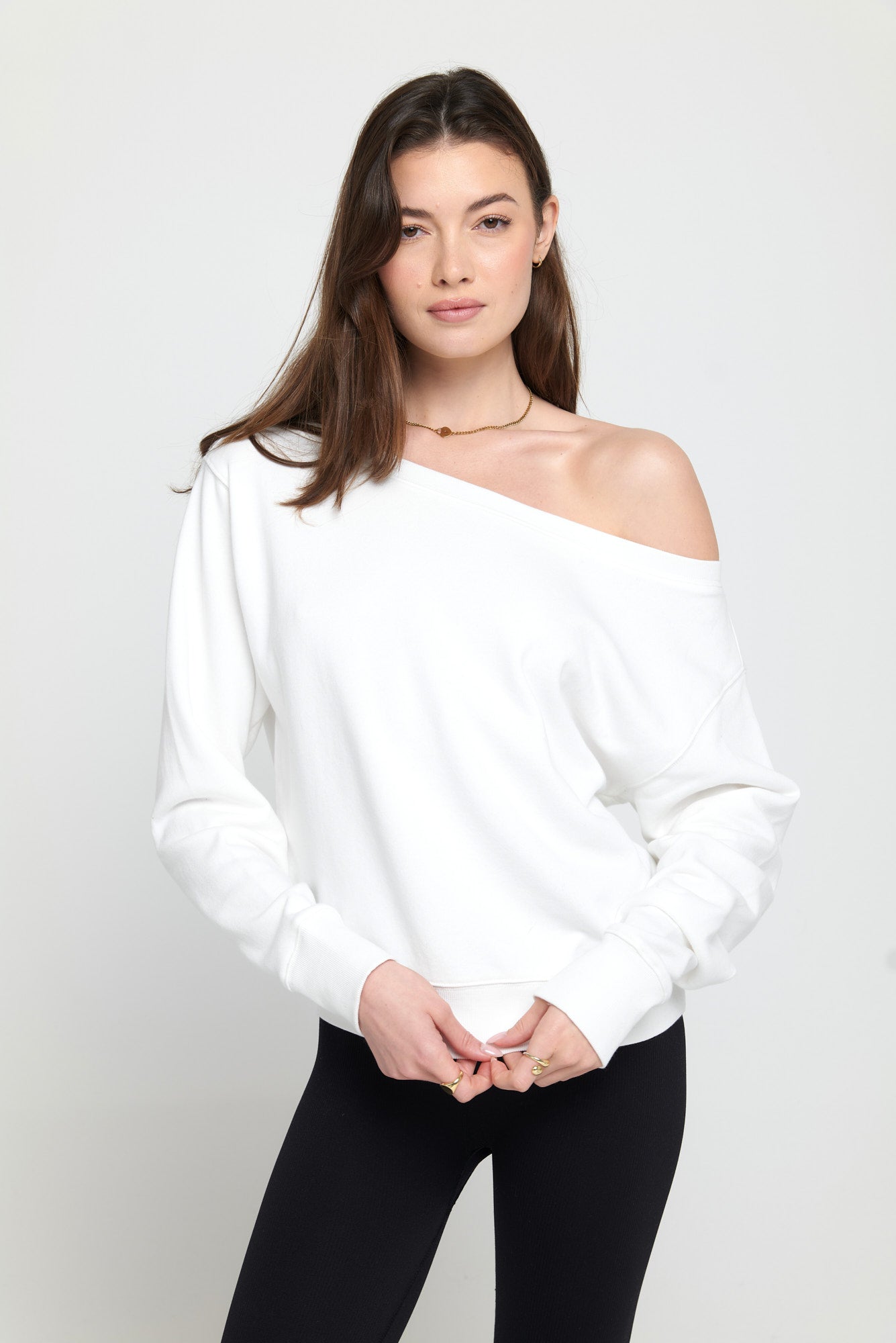 Off one shoulder sweatshirt sale