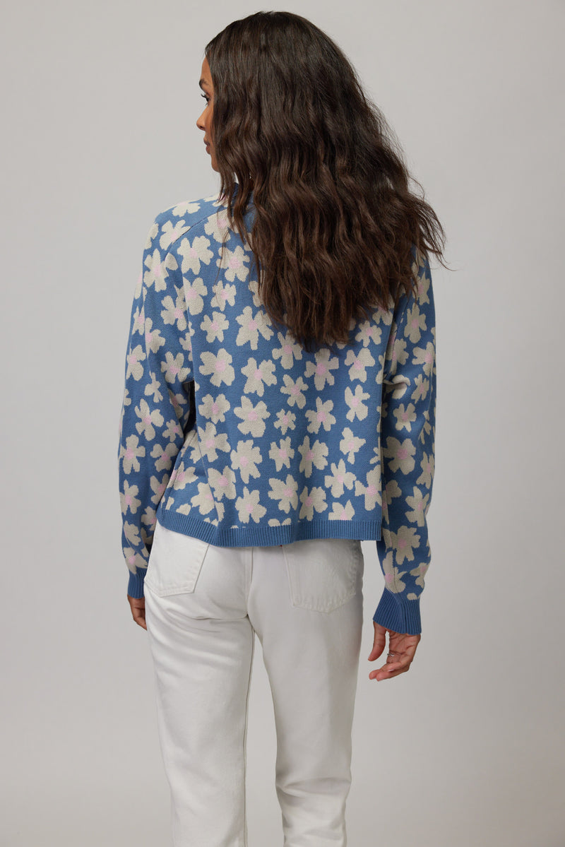 Floral Jacquard Boxy Raglan Pullover