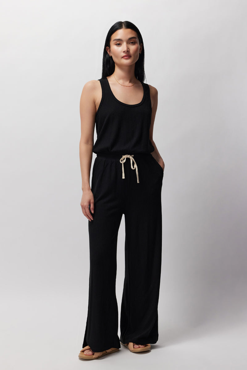 Ballet Rib Wide Leg Jumpsuit