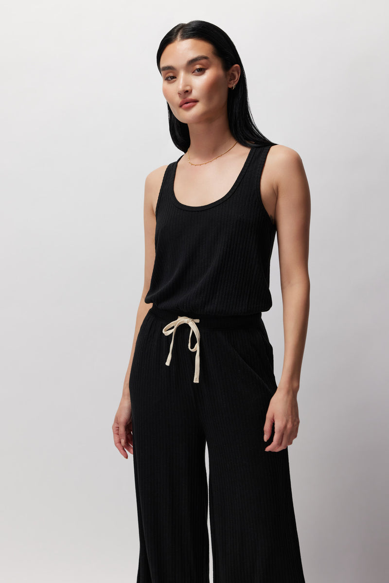 Ballet Rib Wide Leg Jumpsuit