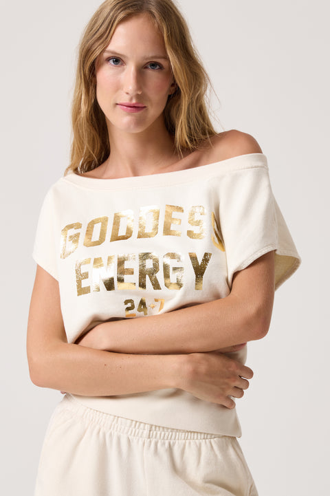La Vida Short Sleeve Off The Shoulder Sweatshirt