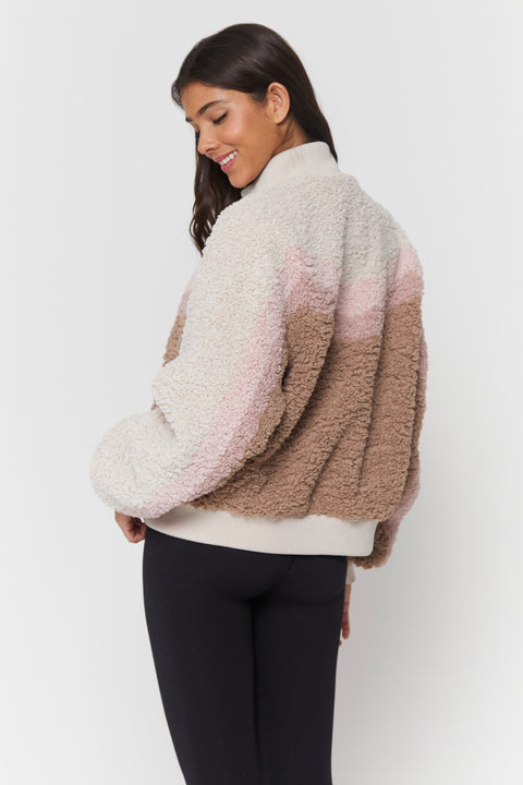 Sherpa Stripe Bomber Jacket