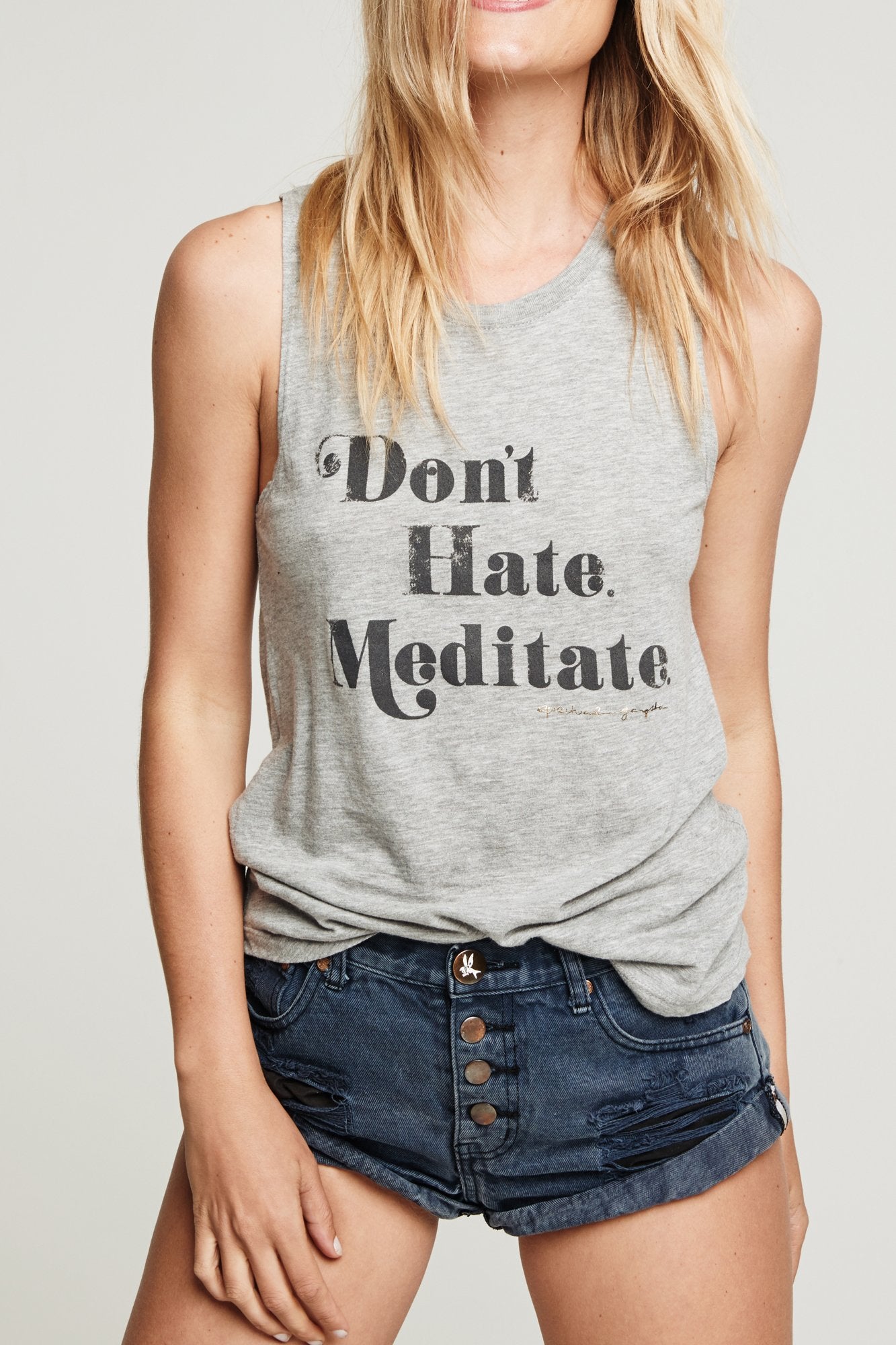 Dont Hate Meditate Muscle Tank HEATHER GREY – Spiritual Gangster