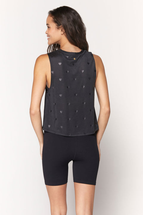Heart Print Active Crop Tank