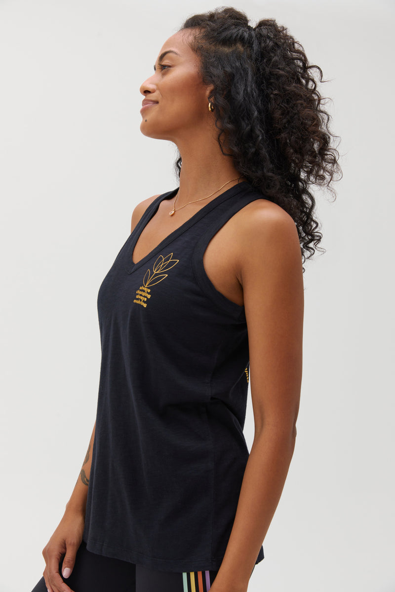 Always Evolving Muscle V Neck-Black | Spiritual Gangster BLACK